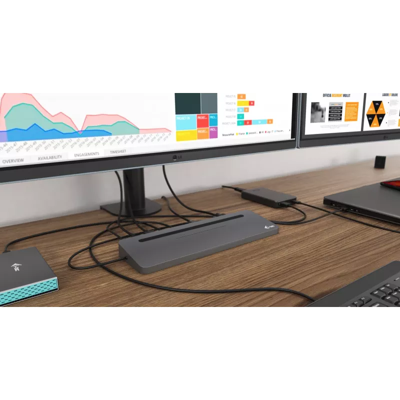 Estación de acoplamiento ergonómica de metal USB-C 4K 3x Display i-tec + Power Delivery 85 W
