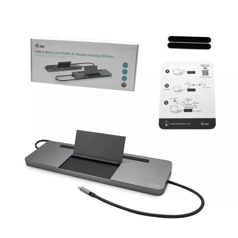 Estación de acoplamiento ergonómica de metal USB-C 4K 3x Display i-tec + Power Delivery 85 W