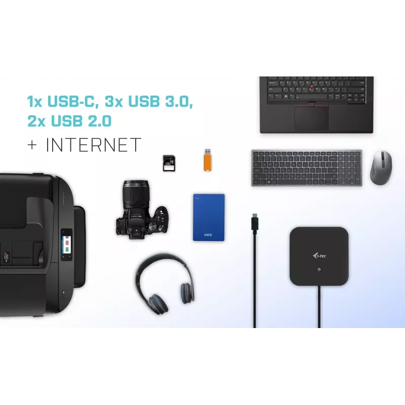 Estación de acoplamiento USB-C doble pantalla i-tec con Power Delivery 100 W