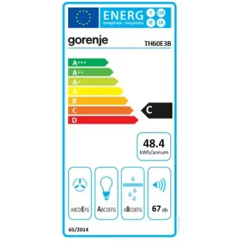 Campana extractora Gorenje TH60E3B de instalación inferior (extraíble) negra 350 m³/h