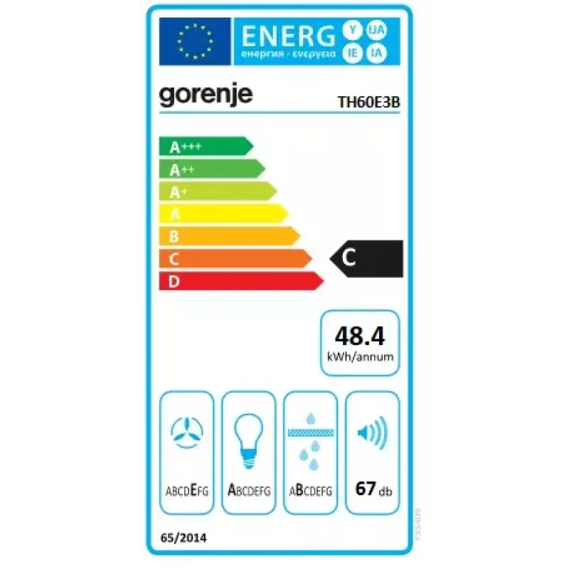 Campana extractora Gorenje TH60E3B de instalación inferior (extraíble) negra 350 m³/h
