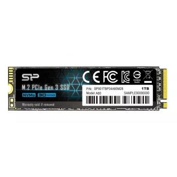 SSD M.2 2280 Silicon Power 1000GB NVMe PCIe Gen3x4, lectura 2200 MB/s, escritura 1600 MB/s
