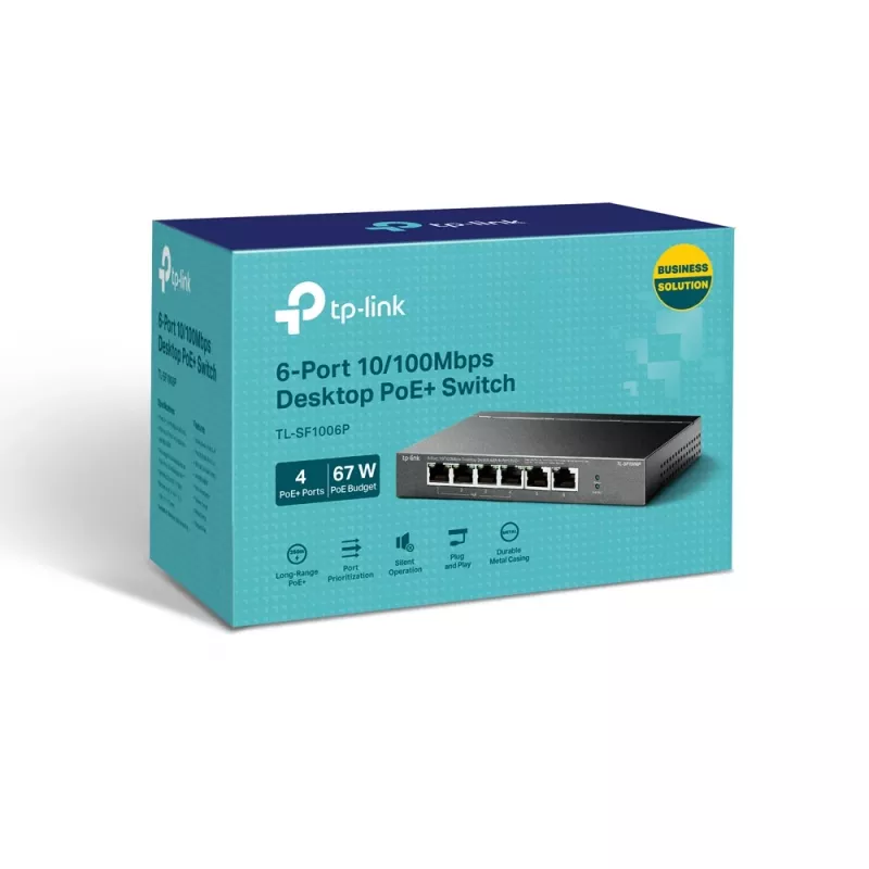 TP-Link TL-SF1006P switch de red Unmanaged Fast Ethernet (10/100) Power over Ethernet (PoE) negro