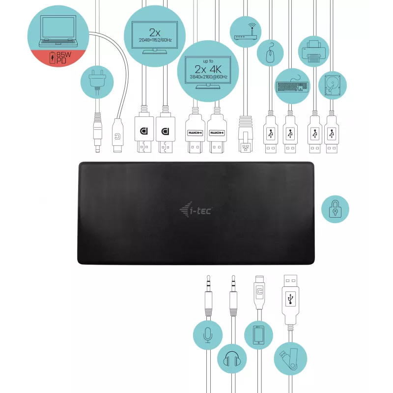 Docking Station i-tec USB-C Quattro Display Docking Station con Power Delivery 85 W