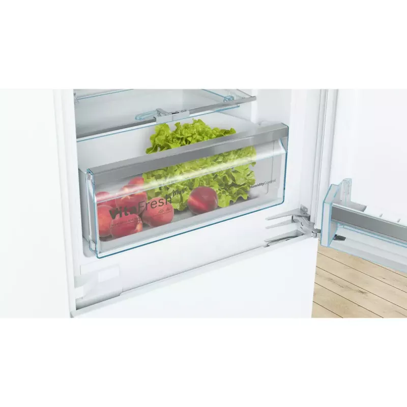 Combinación frigorífico-congelador integrable Bosch Serie 6 KIS86AFE0, 266 L total, 192 L frigorífico, 74 L congelador abajo, control táctil, puerta reversible