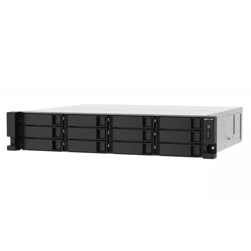QNAP TS-1273AU-RP-8G Servidor NAS/Storage Rack (2U) Ryzen Embedded V1500B 8 GB DDR4 0 TB QNAP QTS Aluminio, Negro