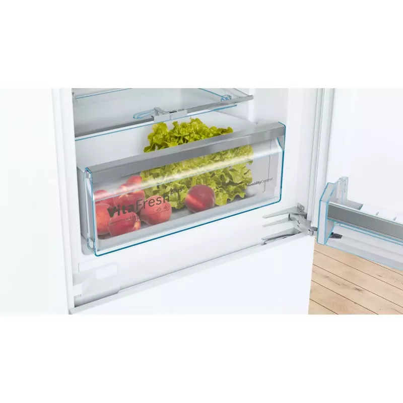 Combinación frigorífico-congelador integrable Bosch Serie 6 KIS87AFE0, 272 L total, 209 L frigorífico, 63 L congelador abajo, blanco, puerta reversible