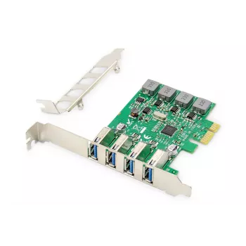 DIGITUS Tarjeta de expansión USB PCIe USB 3.0, 4 puertos A/H, chipset: VL805, autoalimentada