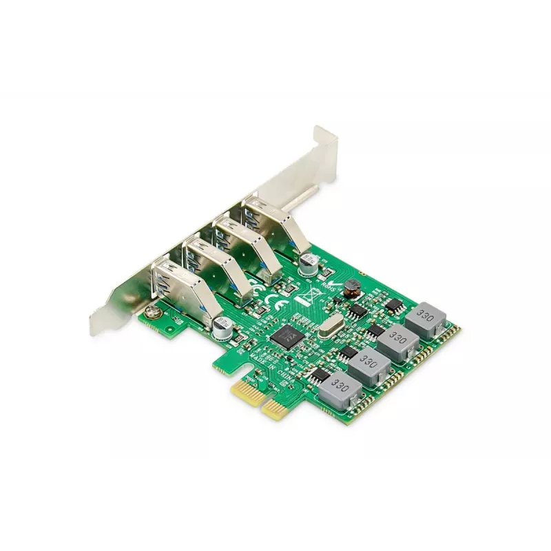 DIGITUS Tarjeta de expansión USB PCIe USB 3.0, 4 puertos A/H, chipset: VL805, autoalimentada