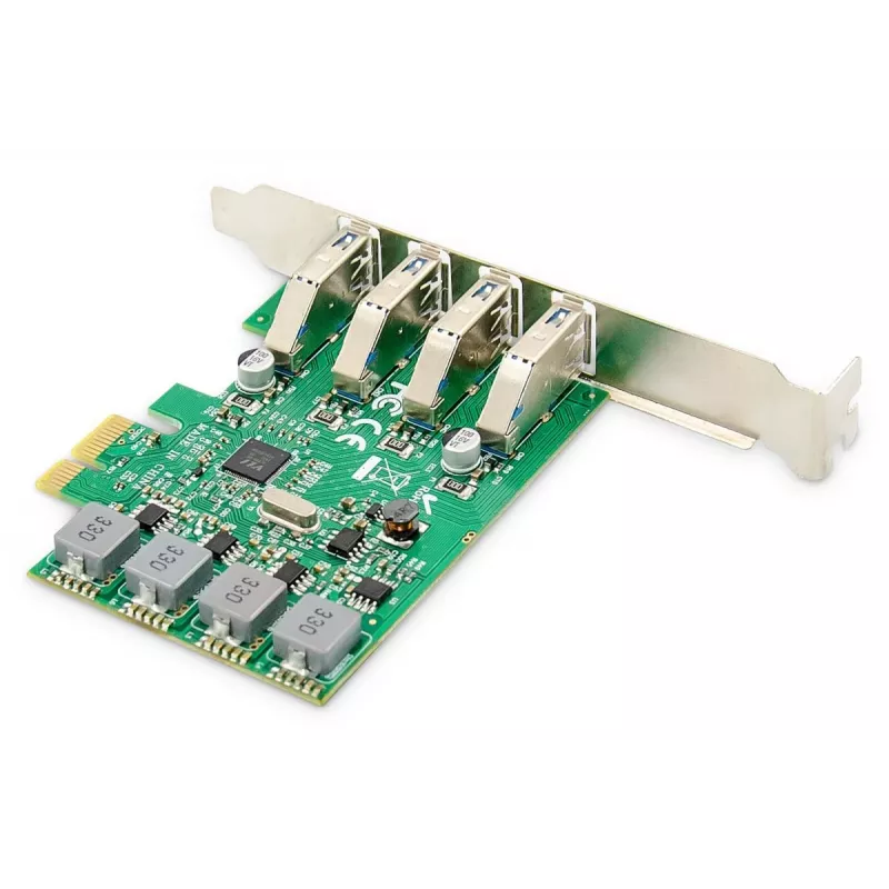 DIGITUS Tarjeta de expansión USB PCIe USB 3.0, 4 puertos A/H, chipset: VL805, autoalimentada