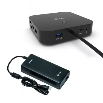 i-tec USB-C Dual Display Docking Station con Power Delivery 100 W + Cargador universal 100 W