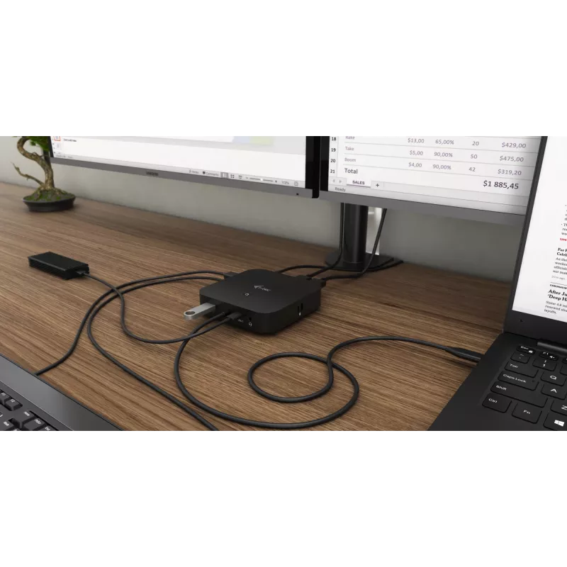 i-tec USB-C Dual Display Docking Station con Power Delivery 100 W + Cargador universal 100 W