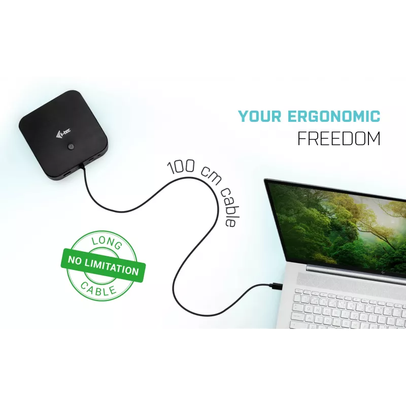 i-tec USB-C Dual Display Docking Station con Power Delivery 100 W + Cargador universal 100 W