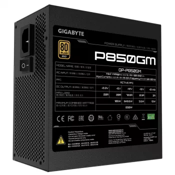 Fuente de alimentación GIGABYTE P850GM 850 W 20+4 pin ATX ATX negra