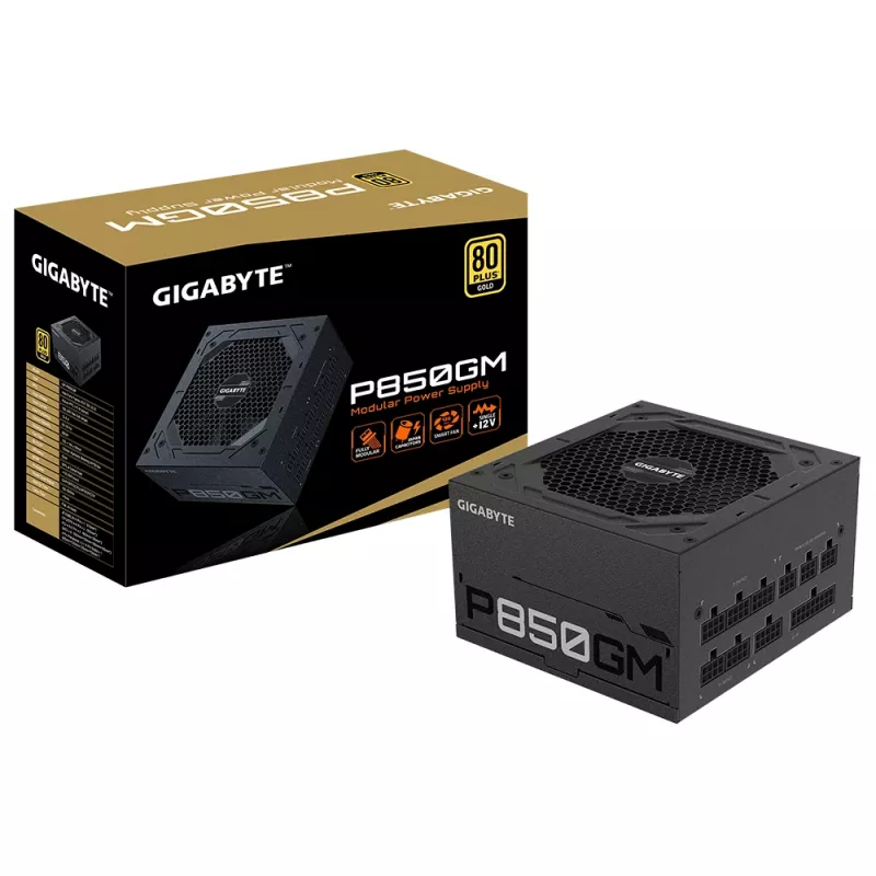 Fuente de alimentación GIGABYTE P850GM 850 W 20+4 pin ATX ATX negra