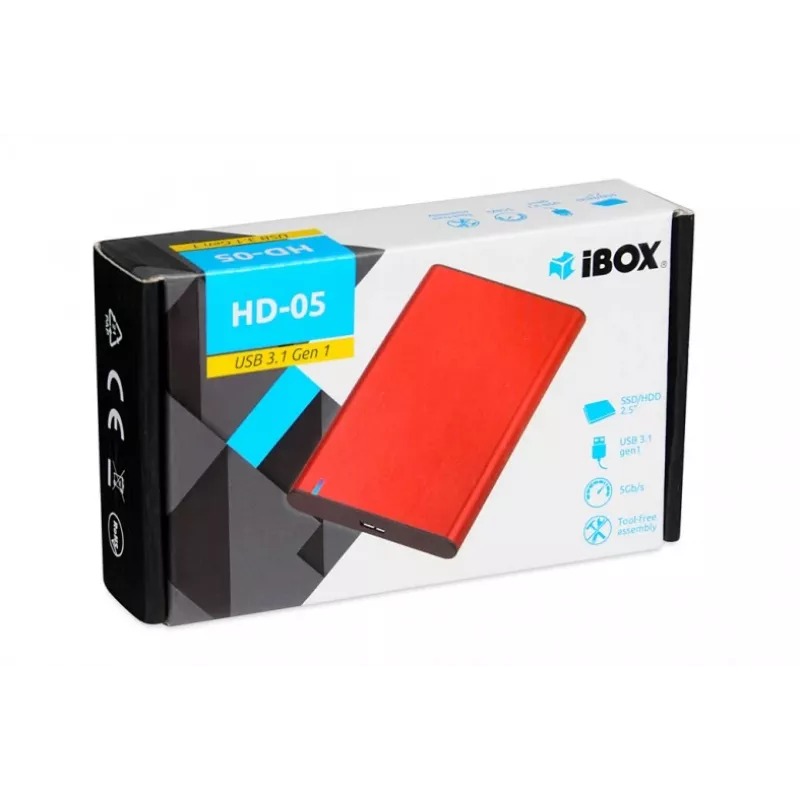 Carcasa para HDD/SSD IBOX HD-05 roja 2,5