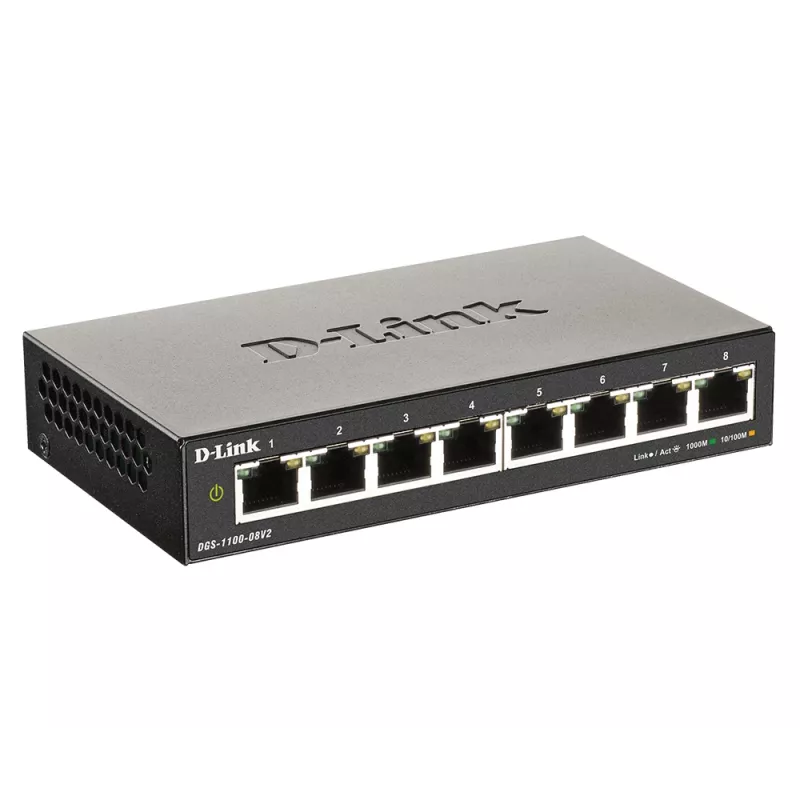 D-Link DGS-1100-08V2 Managed L2 Gigabit Ethernet (10/100/1000) negro