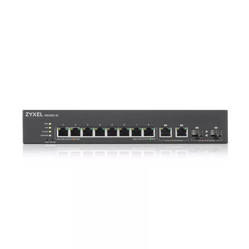 Zyxel GS2220-10-EU0101F Switch de red gestionado L2 Gigabit Ethernet (10/100/1000) negro