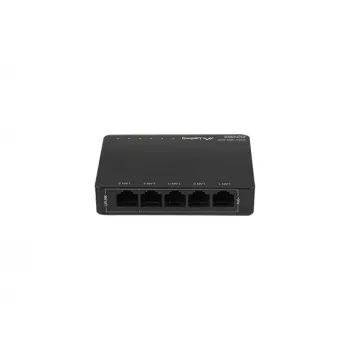 Switch de red no gestionado LANBERG DSP3-1005-60W, 5x Gigabit RJ-45, 4x PoE+ (60 W total), 10 Gbit/s conmutación