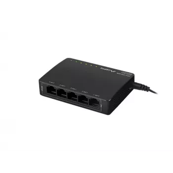 Switch de red no gestionado LANBERG DSP3-1005-60W, 5x Gigabit RJ-45, 4x PoE+ (60 W total), 10 Gbit/s conmutación