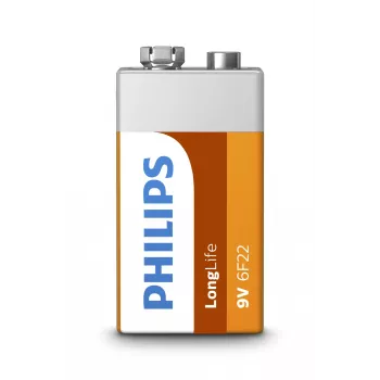 Pila Philips 6F22L1B/10 — 9V zinc-carbono desechable, 0,0385 kg