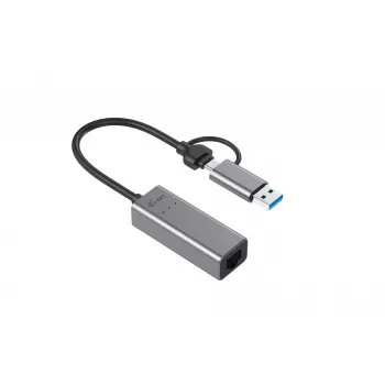 Adaptador i-tec Metal USB-C/USB-A 2.5Gbps Ethernet, cableado, USB Type-A/USB Type-C, Ethernet, 2500 Mbit/s, gris