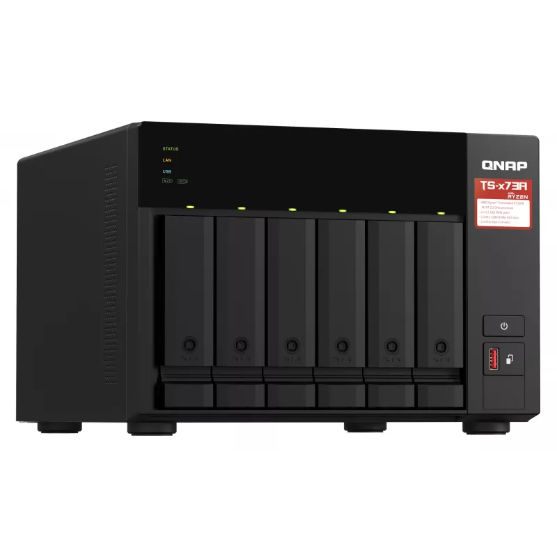 QNAP TS-673A NAS torre Ryzen Embedded V1500B 8 GB DDR4 0 TB QNAP Turbo System negro