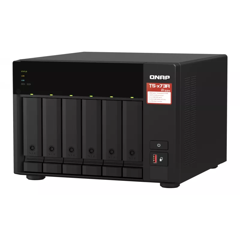 QNAP TS-673A NAS torre Ryzen Embedded V1500B 8 GB DDR4 0 TB QNAP Turbo System negro