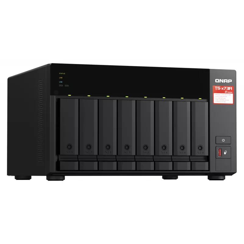 QNAP TS-873A NAS torre Ryzen Embedded V1500B 8 GB DDR4 0 TB QNAP Turbo System negro