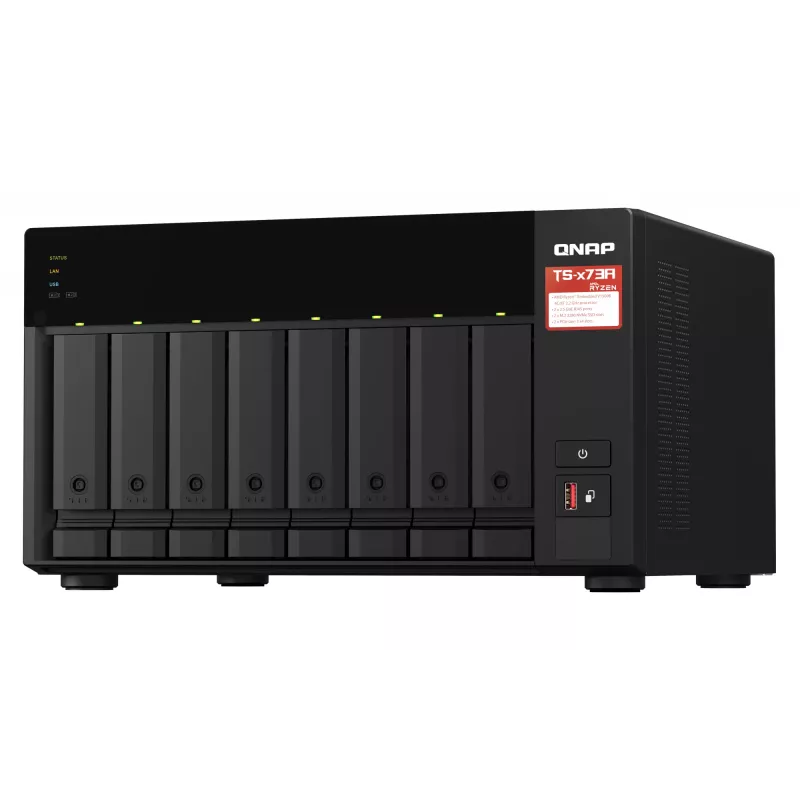 QNAP TS-873A NAS torre Ryzen Embedded V1500B 8 GB DDR4 0 TB QNAP Turbo System negro