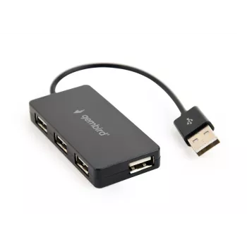Hub USB Gembird UHB-U2P4-04 – 4 puertos USB 2.0, Plug-and-Play, negro, 480 Mbit/s