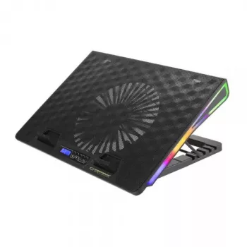 Base refrigeradora para portátil ESPERANZA EGC101 — 1 ventilador 18 cm, 76 cfm, 800 rpm, 5 posiciones de altura, LCD, alimentación USB