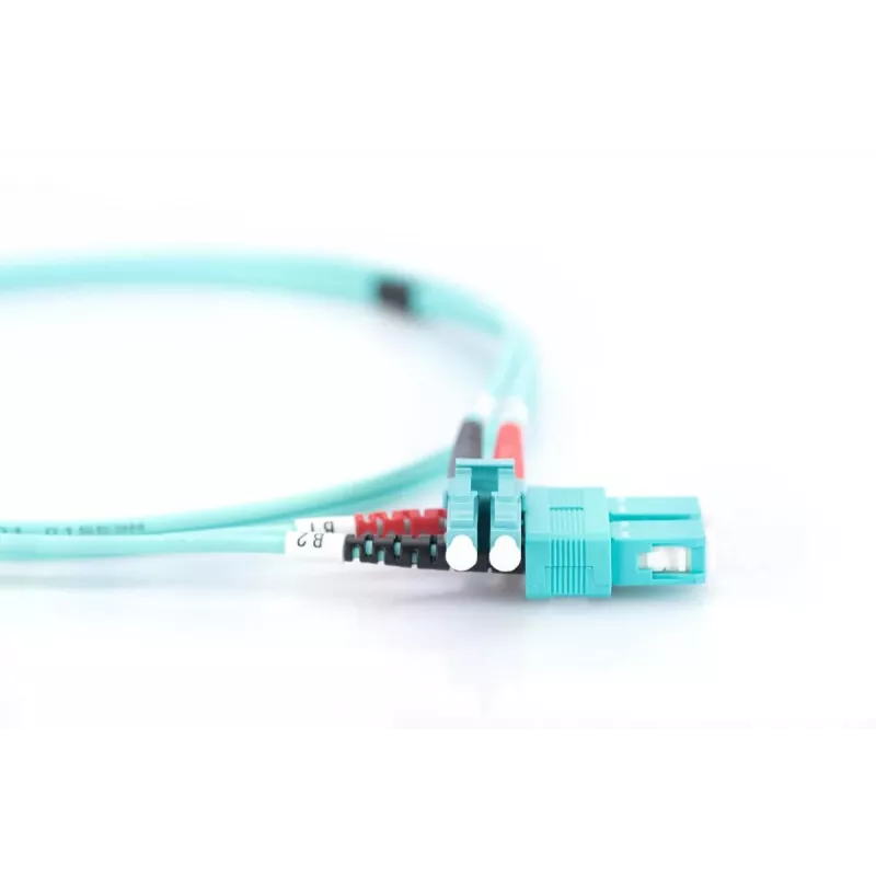 Cable de parcheo de fibra óptica DIGITUS, LC a SC multimodo 50/125 µ, dúplex longitud 2 m clase OM3