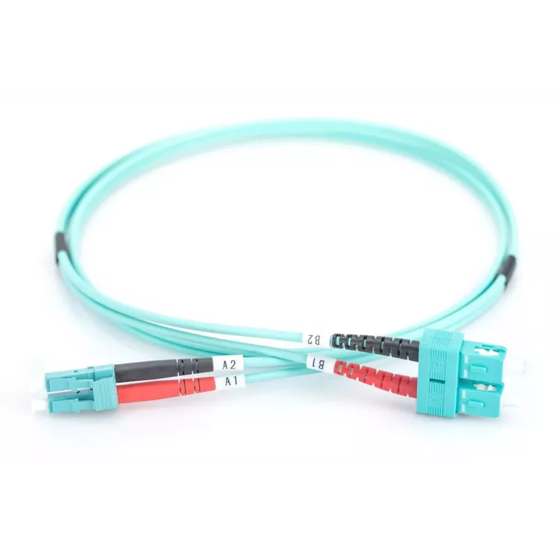 Cable de parcheo de fibra óptica DIGITUS, LC a SC multimodo 50/125 µ, dúplex longitud 2 m clase OM3