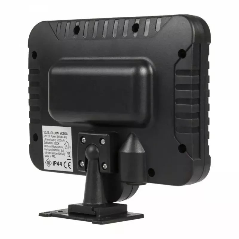 Foco LED solar exterior MACLEAN MCE438, 5 W, 400 lm, IP44, Li-Ion 5,2 V, montaje en pared, luz blanca, negro