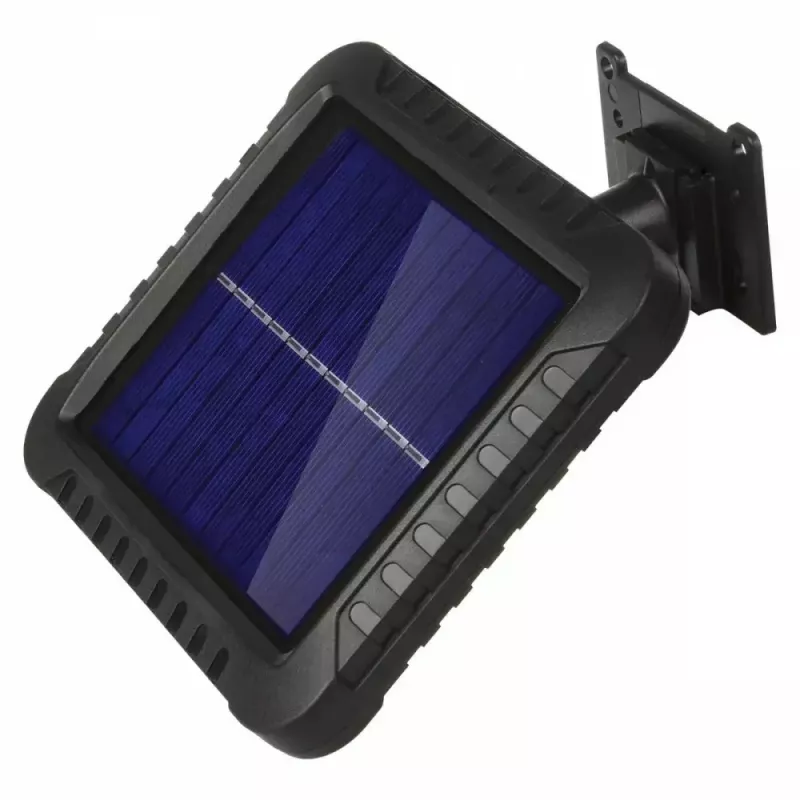 Foco LED solar exterior MACLEAN MCE438, 5 W, 400 lm, IP44, Li-Ion 5,2 V, montaje en pared, luz blanca, negro