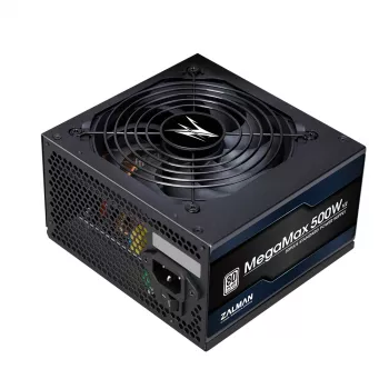 Fuente de alimentación Zalman ZM500-TXII V2 MegaMax 80PLUS 230V EU STANDARD certificada de alto rendimiento PCI-E 500 W 20+4 pines ATX negra