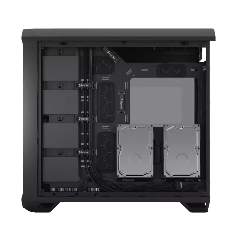 Caja torre para PC Fractal Design Torrent Tower negra – compatible con ATX/EATX/ITX, 2 ventiladores frontales de 180 mm, 2 bahías de 3,5 inch, 4 bahías de 2,5 inch, cristal templado