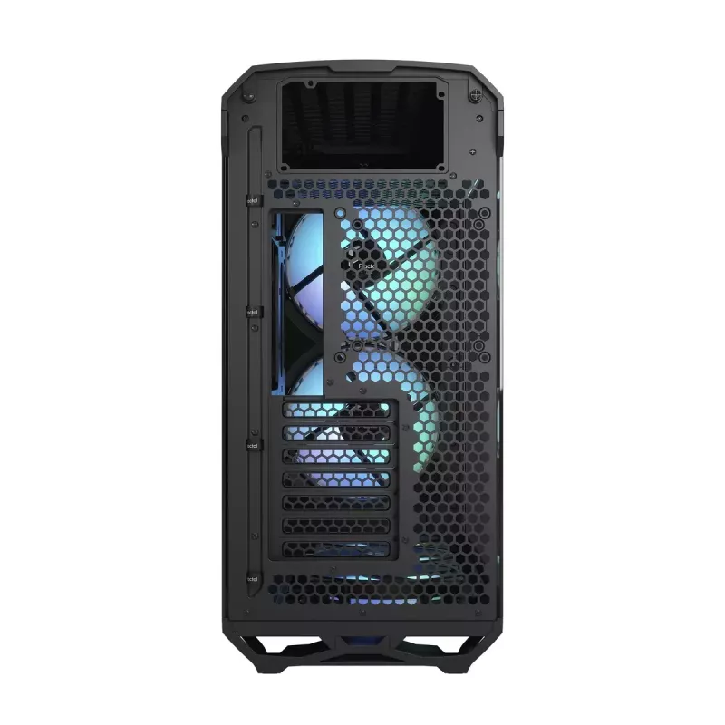Caja torre para PC Fractal Design Torrent Tower negra – compatible con ATX/EATX/ITX, 2 ventiladores frontales de 180 mm, 2 bahías de 3,5 inch, 4 bahías de 2,5 inch, cristal templado