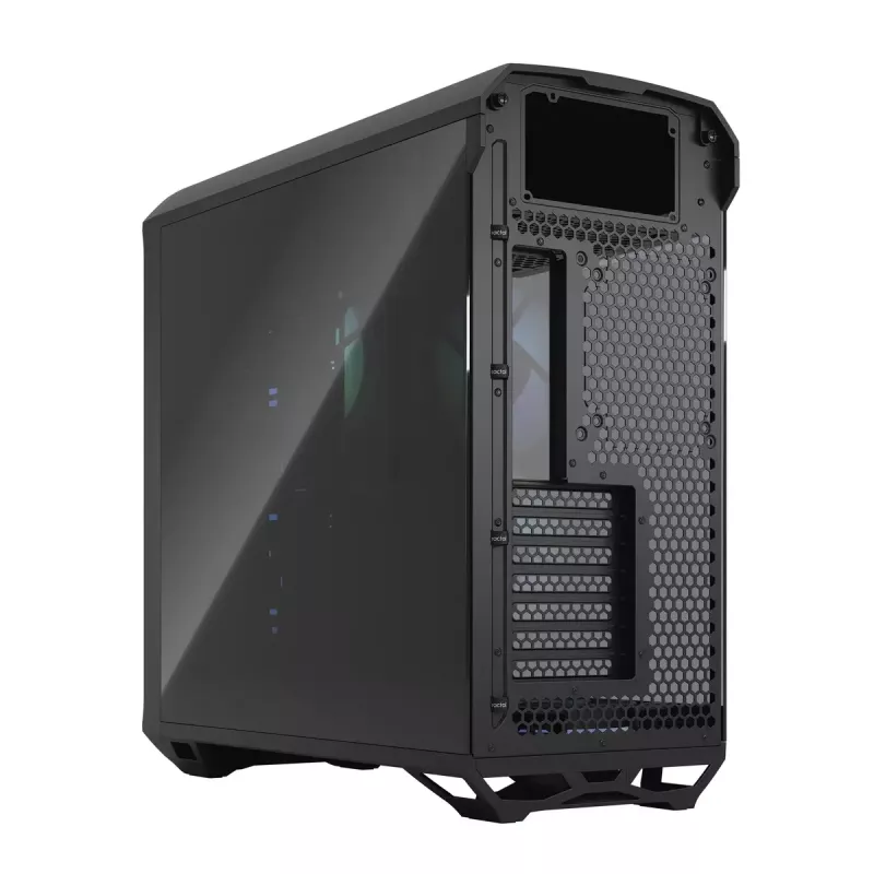 Caja torre para PC Fractal Design Torrent Tower negra – compatible con ATX/EATX/ITX, 2 ventiladores frontales de 180 mm, 2 bahías de 3,5 inch, 4 bahías de 2,5 inch, cristal templado
