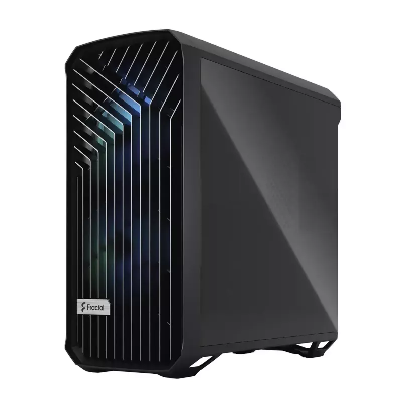 Caja torre para PC Fractal Design Torrent Tower negra – compatible con ATX/EATX/ITX, 2 ventiladores frontales de 180 mm, 2 bahías de 3,5 inch, 4 bahías de 2,5 inch, cristal templado