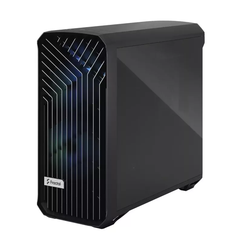 Caja torre para PC Fractal Design Torrent Tower negra – compatible con ATX/EATX/ITX, 2 ventiladores frontales de 180 mm, 2 bahías de 3,5 inch, 4 bahías de 2,5 inch, cristal templado