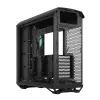 Caja torre para PC Fractal Design Torrent Tower negra – compatible con ATX/EATX/ITX, 2 ventiladores frontales de 180 mm, 2 bahías de 3,5 inch, 4 bahías de 2,5 inch, cristal templado