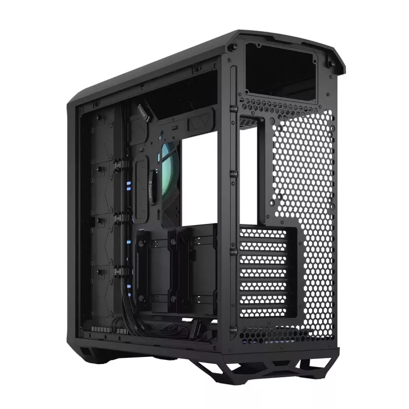 Caja torre para PC Fractal Design Torrent Tower negra – compatible con ATX/EATX/ITX, 2 ventiladores frontales de 180 mm, 2 bahías de 3,5 inch, 4 bahías de 2,5 inch, cristal templado
