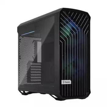Caja torre para PC Fractal Design Torrent Tower negra – compatible con ATX/EATX/ITX, 2 ventiladores frontales de 180 mm, 2 bahías de 3,5