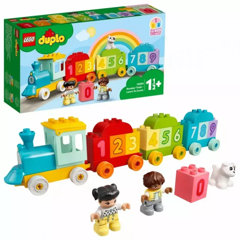 LEGO DUPLO Tren de los números 10954 – tren didáctico con vagones numerados para contar y clasificar