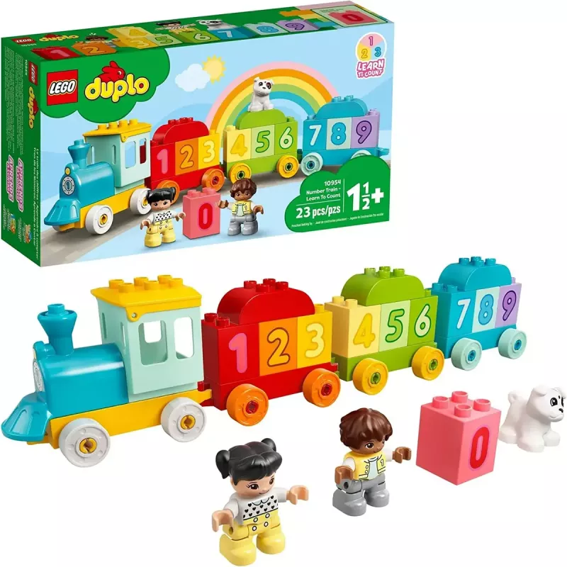 LEGO DUPLO Tren de los números 10954 – tren didáctico con vagones numerados para contar y clasificar