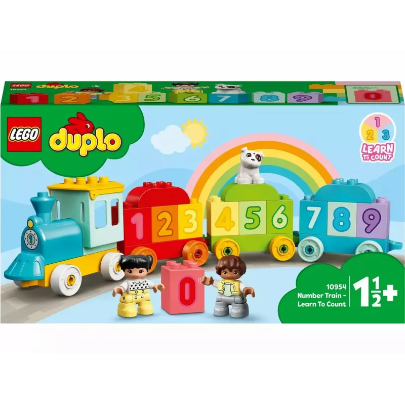 LEGO DUPLO Tren de los números 10954 – tren didáctico con vagones numerados para contar y clasificar