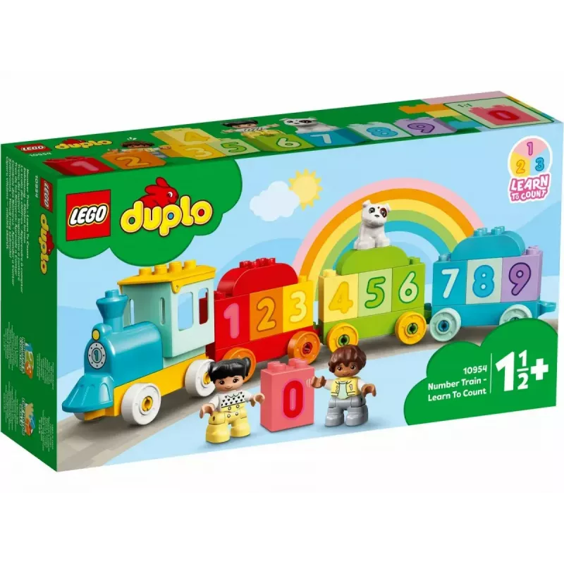 LEGO DUPLO Tren de los números 10954 – tren didáctico con vagones numerados para contar y clasificar