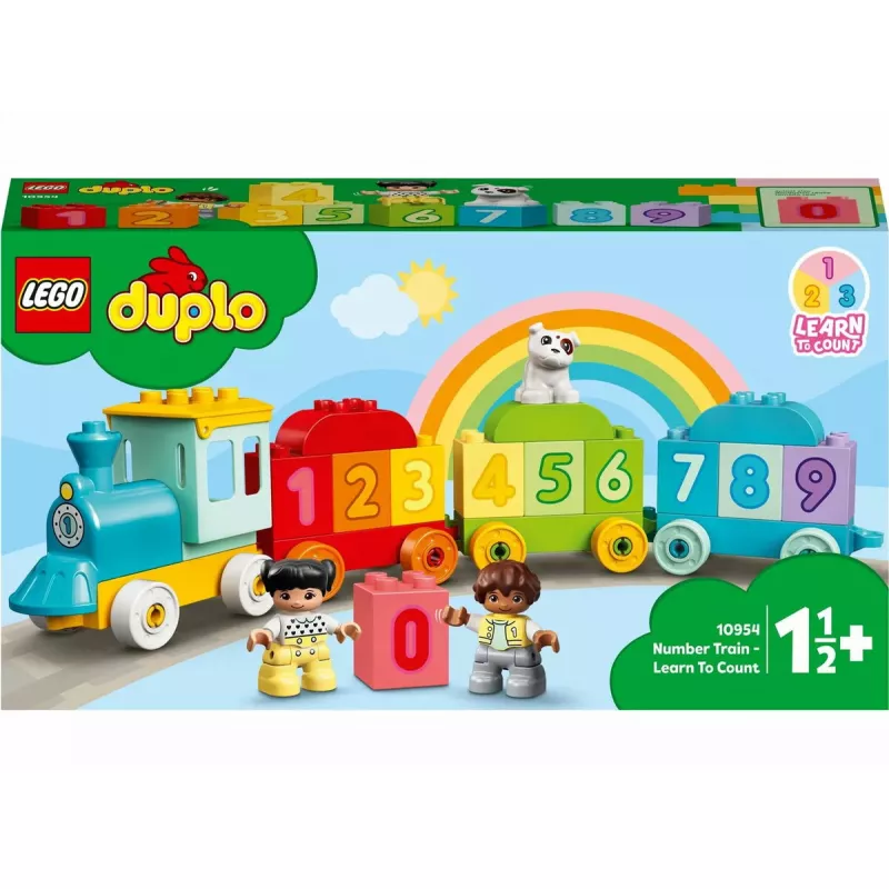 LEGO DUPLO Tren de los números 10954 – tren didáctico con vagones numerados para contar y clasificar